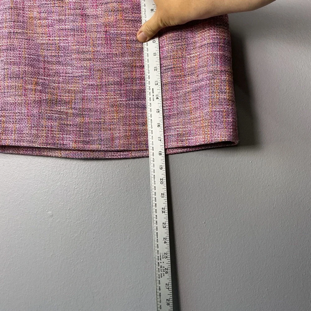 LOFT Petites Pink Multi Color Tweed Mini Skirt Size 12P Side Zip A-Line